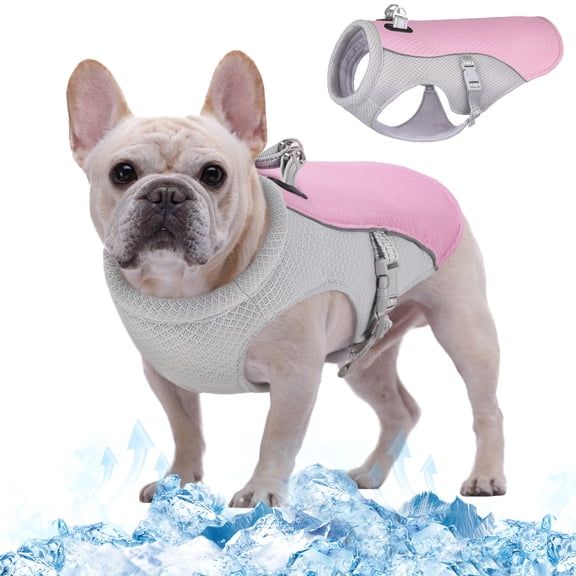 Kuoser Dog Cooling Vest - Adjustable, Breathable Mesh & Cooling Fabric, Summer Dog Vest Jacket with Reflective Strips, Pink, M