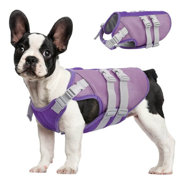 Kuoser Dog Cooling Vest, Breathable Mesh Cooling Jacket for Dog, Purple, M