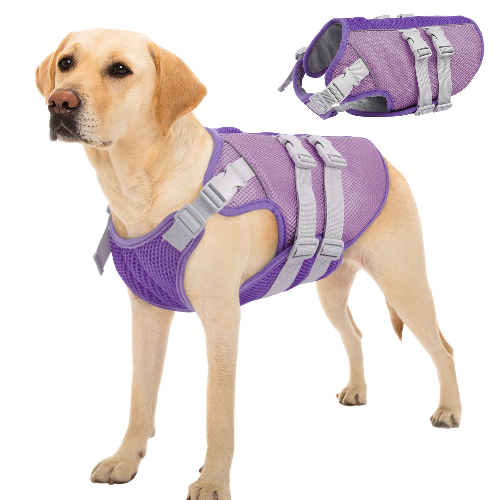 Kuoser Dog Cooling Vest, Breathable Mesh Cooling Jacket for Dog, Purple, XL