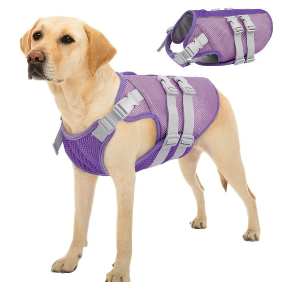 Kuoser Dog Cooling Vest, Breathable Mesh Cooling Jacket for Dog, Purple, XXL