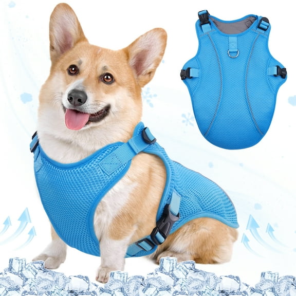 Kuoser Dog Cooling Vest, Breathable Mesh Ice Vest for Dogs, Cooling Jacket for Pet, Blue, M