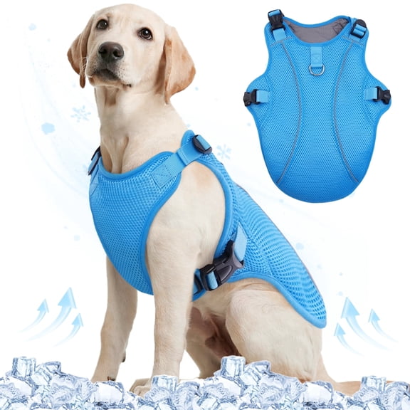 Kuoser Dog Cooling Vest, Breathable Mesh Ice Vest for Dogs, Cooling Jacket for Pet, Blue, xxl