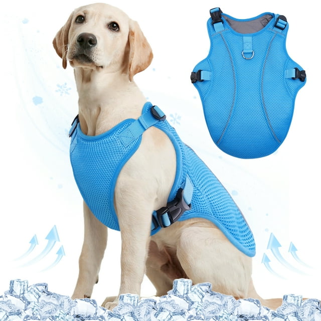Kuoser Dog Cooling Vest, Breathable Mesh Ice Vest for Dogs, Cooling Jacket for Pet, Blue, XXL