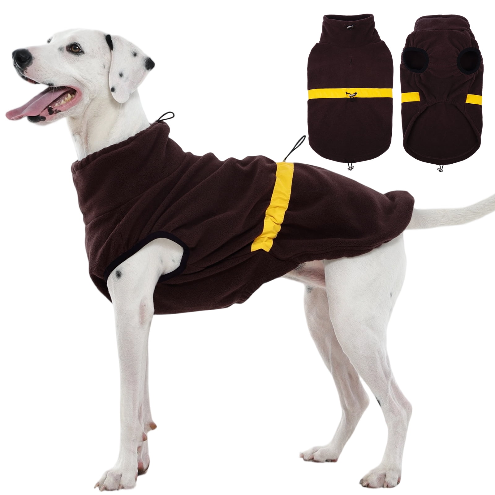 Kuoser Dog Fleece Vest, Warm and Reflective Pullover Sweater, Soft Stretchy Puppy Coat Jacket, Brown, XXL