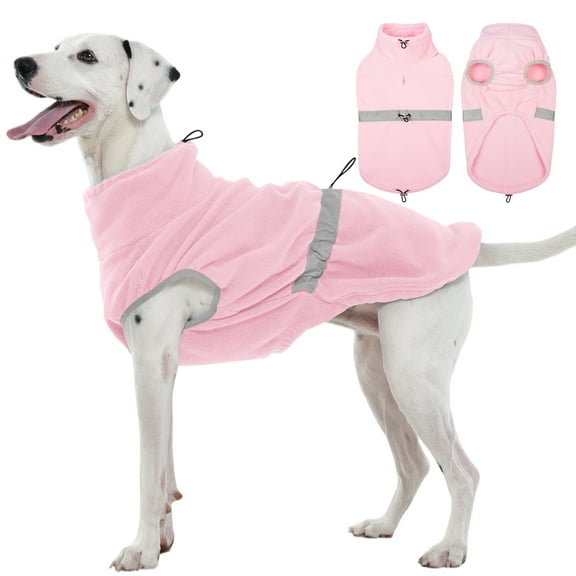 Kuoser Dog Fleece Vest, Warm and Reflective Pullover Sweater, Soft Stretchy Puppy Coat Jacket, Pink, XXL