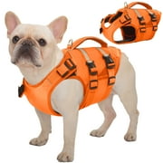 Kuoser Dog Life Jacket, High Flotation Dog Life Vest for Swimming Boating, Orange, XS