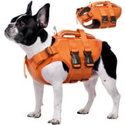 Kuoser Dog Life Jacket, Reflective and Adjustable Dog Life Vest for Small Medium Large Dogs Yellow, L