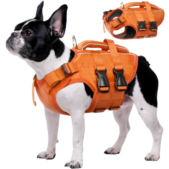 Kuoser Dog Life Jacket, Reflective and Adjustable Dog Life Vest for Small Medium Large Dogs Yellow, S
