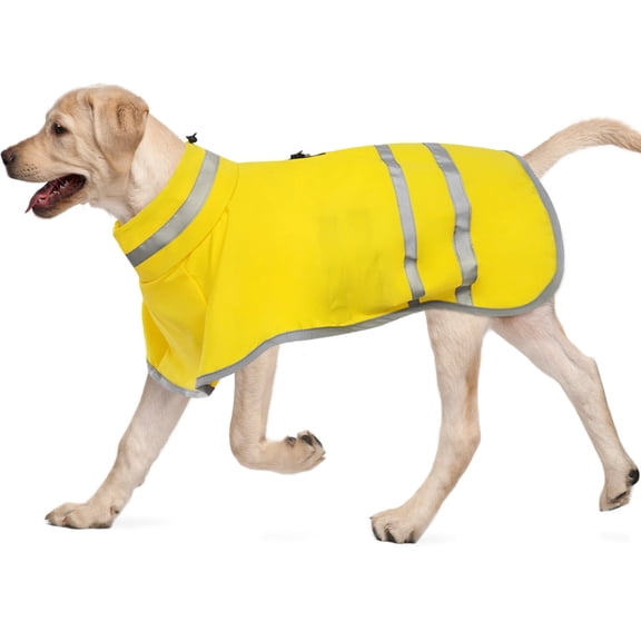 Kuoser Dog Raincoat Waterproof Rain Jacket with Reflective Stripes for Dogs, Yellow, L