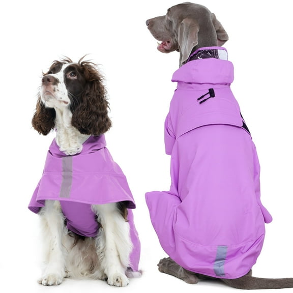 Kuoser Dog Raincoat, Waterproof Windproof Rain Jacket for Small Medium Large Extra Large Dogs, Pink, L