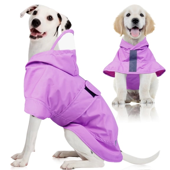 Kuoser Dog Raincoat, Waterproof Windproof Rain Jacket for Small Medium Large Extra Large Dogs, Pink, S
