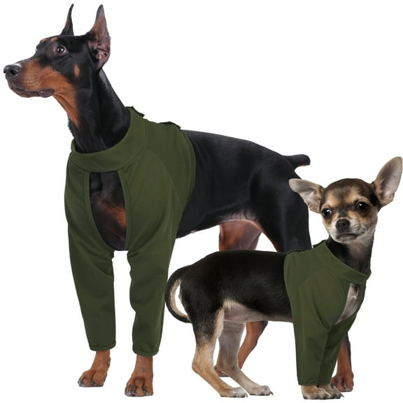 Kuoser Dog Recovery Suit, Surgery Suit for Front Legs, Dog Anti-Lick Wounds Sleeves, Green, M