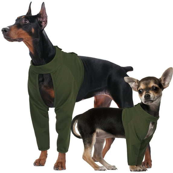 Kuoser Dog Recovery Suit, Surgery Suit for Front Legs, Dog Anti-Lick Wounds Sleeves, Green, M