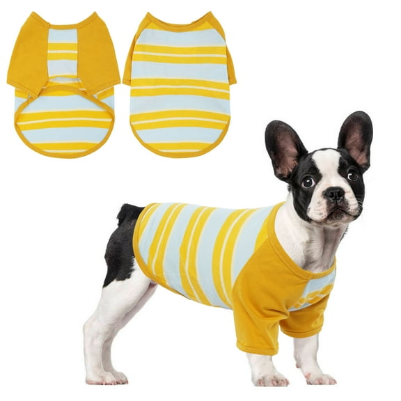 Kuoser Dog Shirt Breathable Summer Dog Clothes Cotton Dog Vest, Yellow, XS