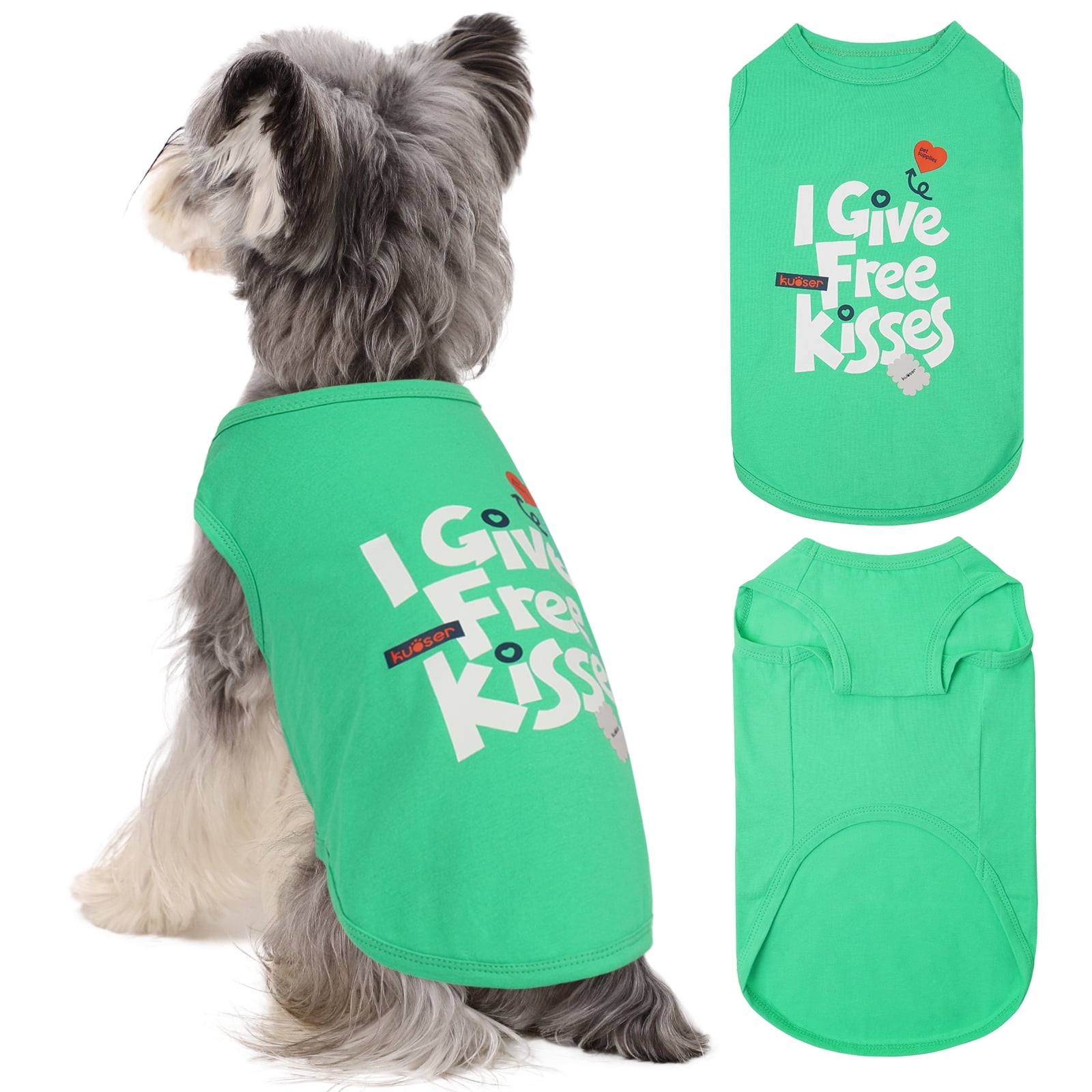 Kuoser Dog Shirt Vest Soft Breathable Dog Cat Clothes, Green, XS