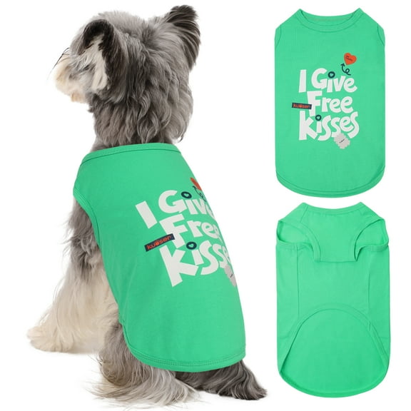 Kuoser Dog Shirt Vest Soft Breathable Dog Cat Clothes, Green, XS
