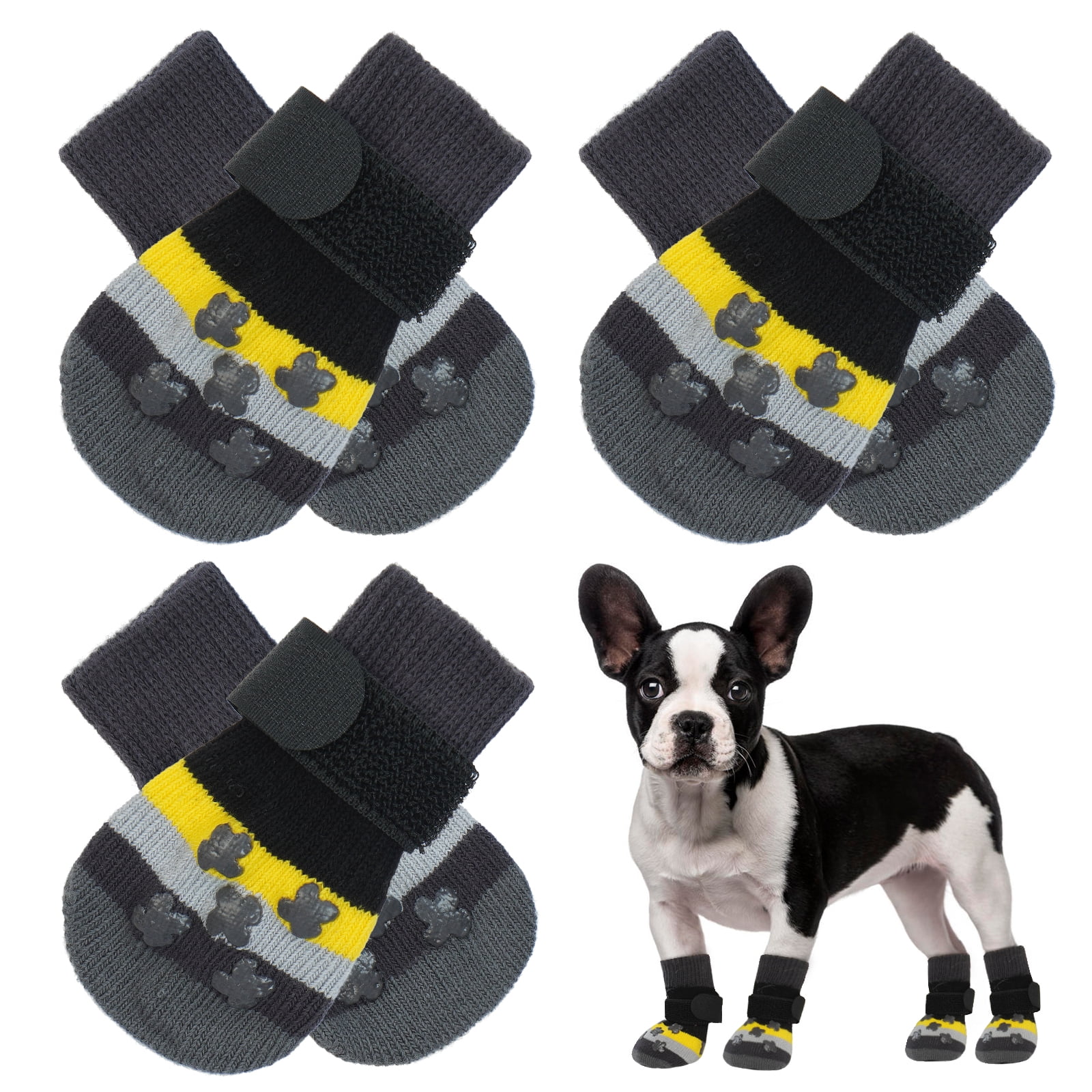 Kuoser Dog Socks for Small Dogs, 3 Pair Warm AntiSlip Pet Paw Socks