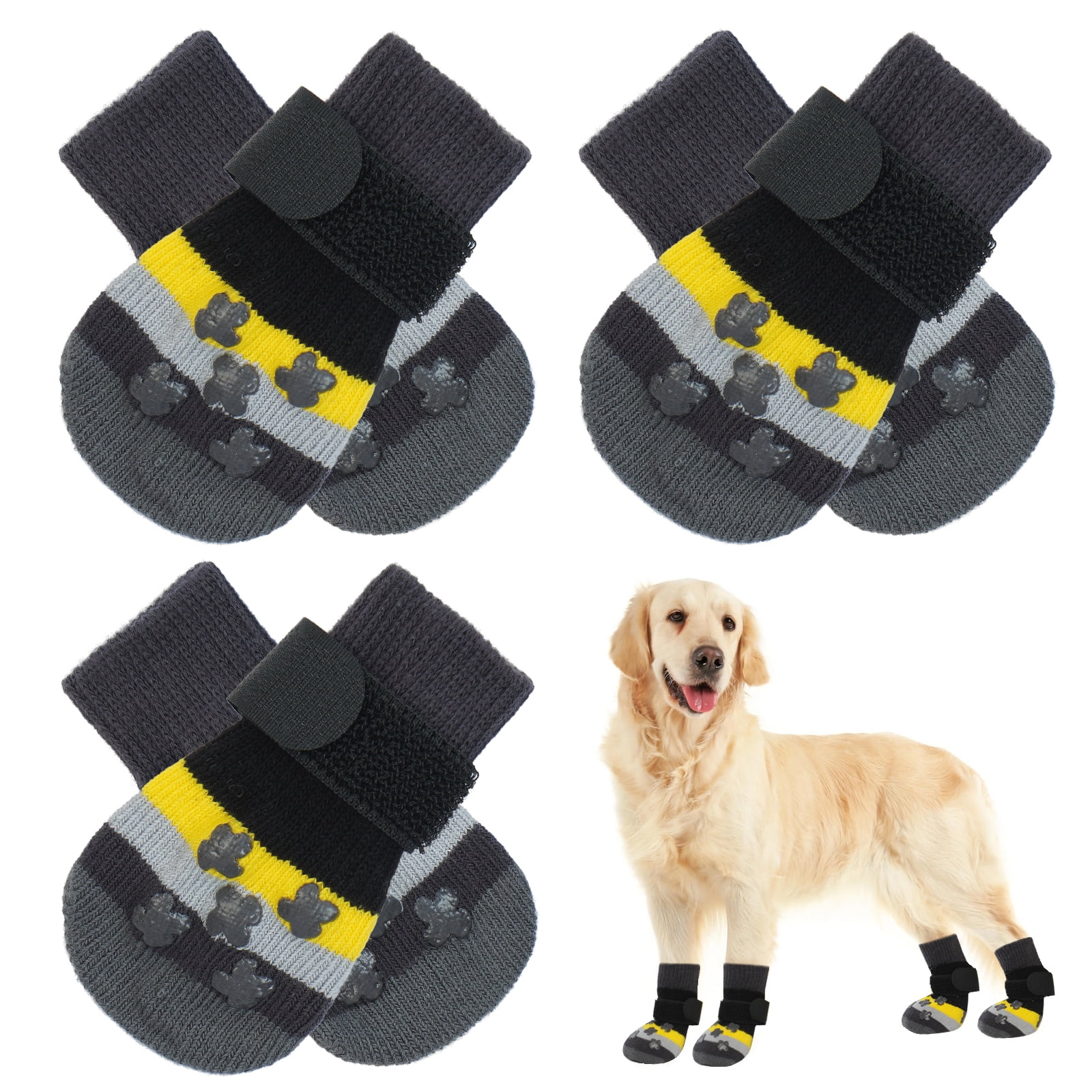 Kuoser Dog Socks for Small Dogs, 3 Pair Warm AntiSlip Pet Paw Socks for Hardwood Floors, Black