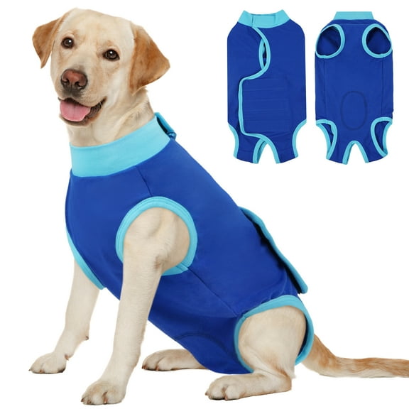 Kuoser Dog Surgery Recovery Suit Professional Dog Cat Onesie, Blue, L