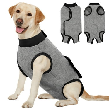Kuoser Dog Surgery Recovery Suit Professional Dog Cat Onesie, Gray, XL