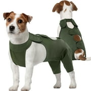 Kuoser Dog Surgery Recovery Suit Thigh Wound Protective Sleeve for Dog Rear Legs, Green, M