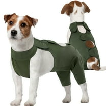 Kuoser Dog Surgery Recovery Suit Thigh Wound Protective Sleeve for Dog Rear Legs, Green, M