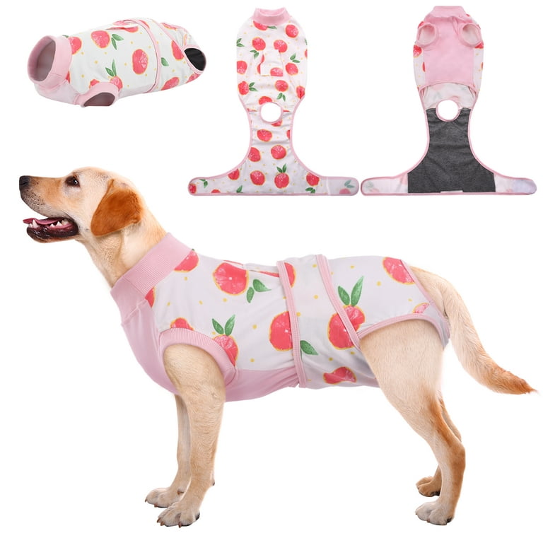 Kuoser Dog Surgical Recovery Suit Dog Cat Onesie after Surgery,Pink,L