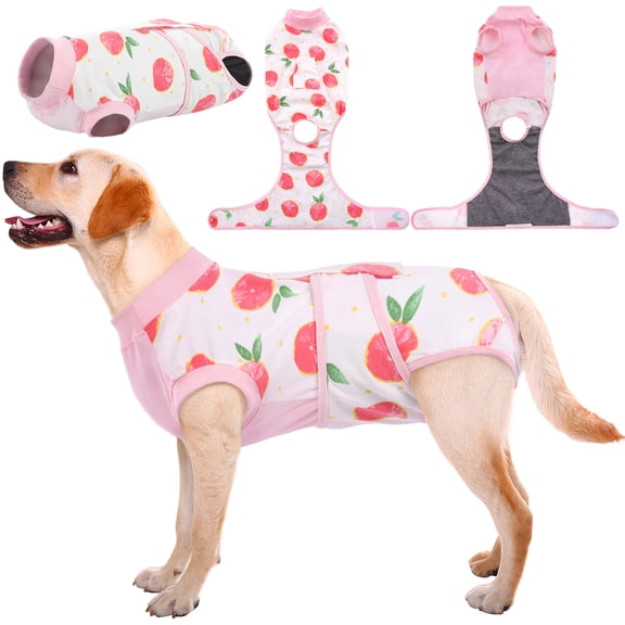 Kuoser Dog Surgical Recovery Suit Dog Cat Onesie after Surgery,Pink,L