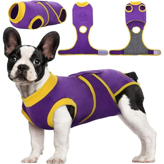 Kuoser Dog Recovery Suit - Purple S, Soft Protective Dog Onesie after Surgery