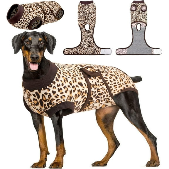 Kuoser Dog Surgical Recovery Suit, Recovery Suit for Female Male Dogs after Surgery, Brown, L