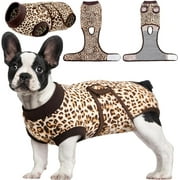 Kuoser Dog Surgical Recovery Suit, Recovery Suit for Female Male Dogs after Surgery, Brown, M