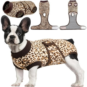 Kuoser Dog Surgical Recovery Suit, Recovery Suit for Female Male Dogs after Surgery, Brown, S