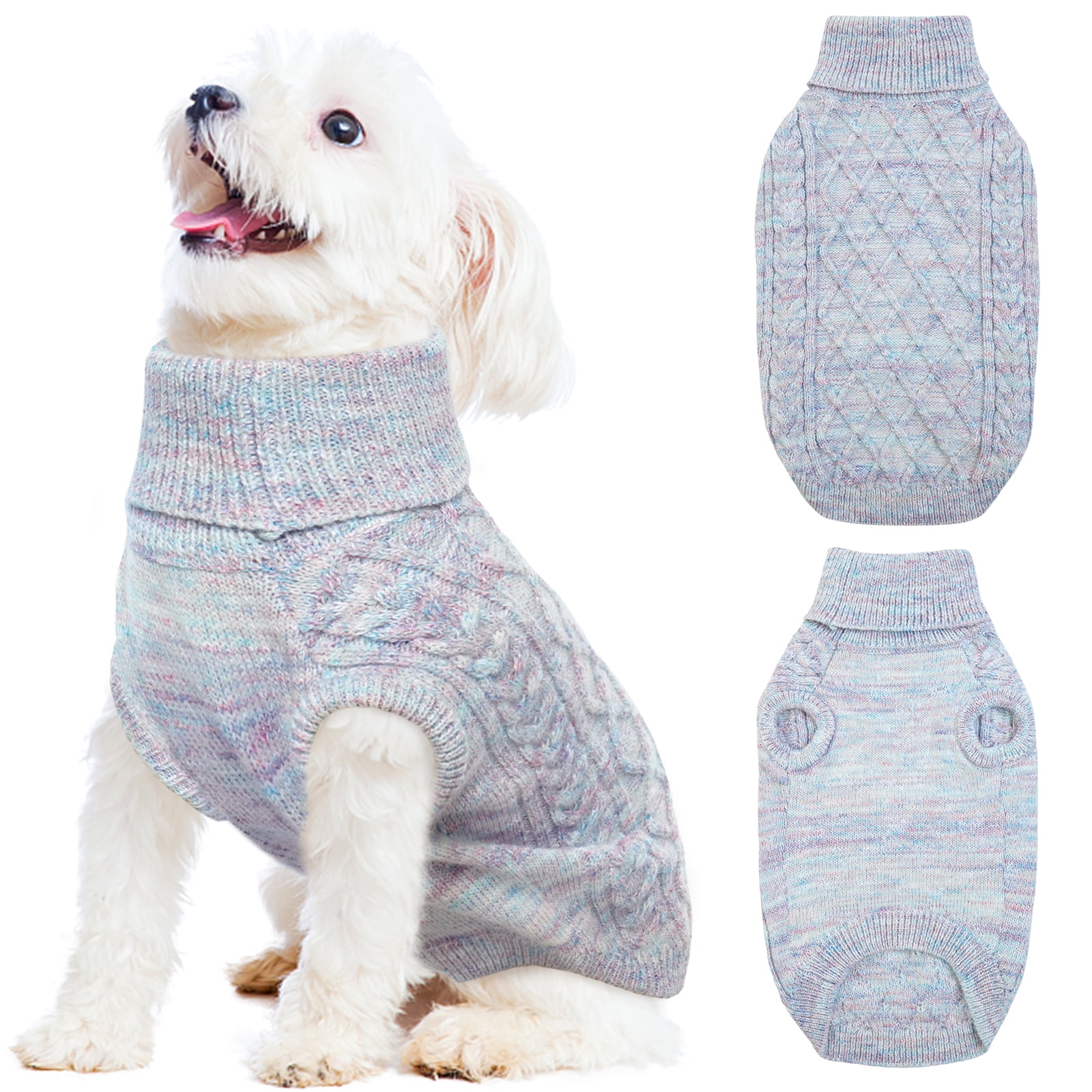 Kuoser Dog Sweater, Pet Cable Knitted Warm Clothes, Soft Thickening Puppy Turtleneck Classic Knitwear, Cold Weather Coat Thermal Wear For Small Medium Large Dogs Cats