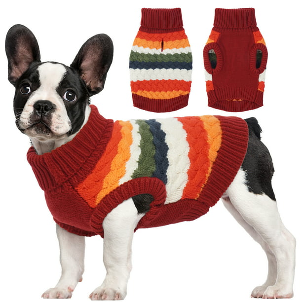 Kuoser Dog Sweater Warm Dog Cat Knitwear Soft Winter Coat for Dogs, S