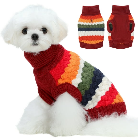 Kuoser Dog Sweater Warm Pet Knitwear Soft Winter Clothes for Dogs and Cats, Red, S