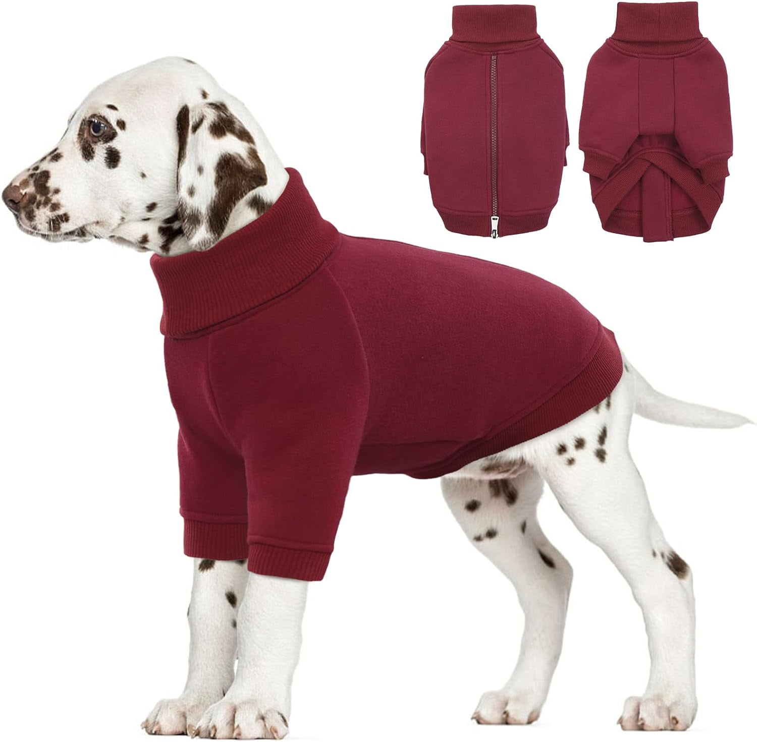Kuoser Dog Sweatshirt with Back Zipper, Cold Weather Dog Sweater Soft