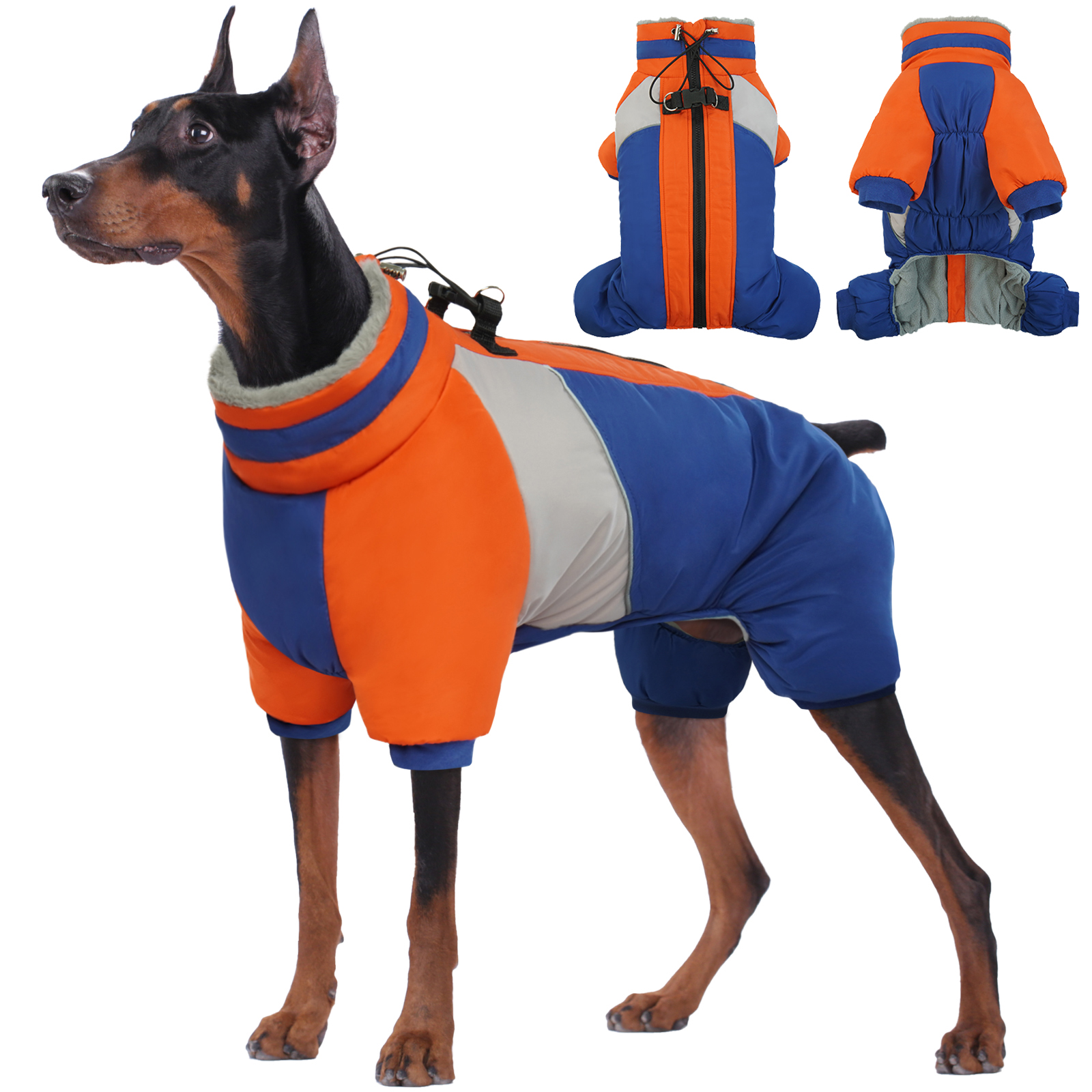 Kuoser Dog Winter Coat, Warm Dog Jacket Reflective Dog Cold Weather Coat with Zipper, Blue, 2XL