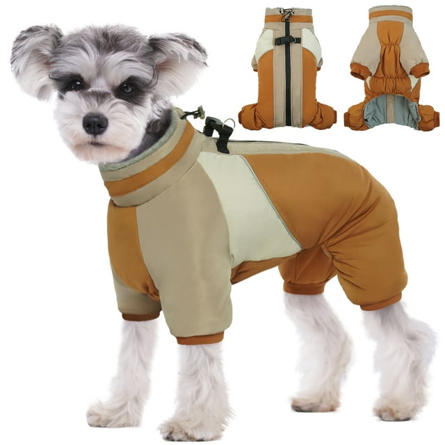 Kuoser Dog Winter Coat, Warm Dog Jacket Reflective Dog Cold Weather Coat with Zipper, Brown, M