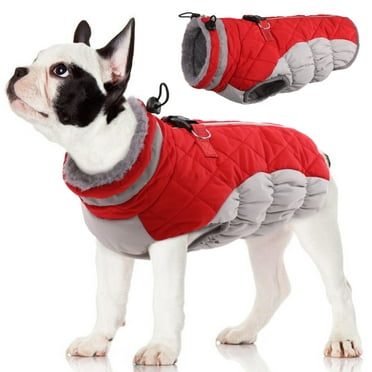 Kuoser Dog Winter Coat Warm Reflective Dog Jacket Dog Cold Weather Coats for Small Medium Large Dogs, Red