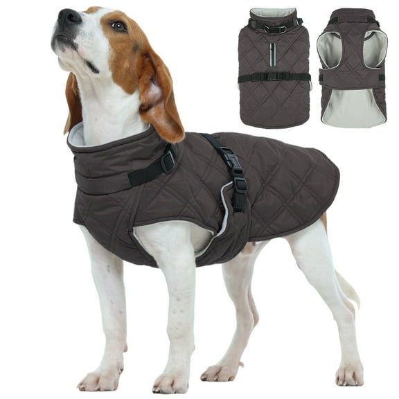 Kuoser Dog Winter Coat Warm Reflective Pet Jacket Waterproof Cold Weather Clothes for Dogs, Gray, S