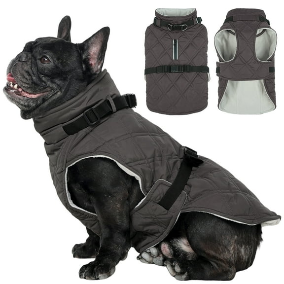 Kuoser Dog Winter Coat Warm Reflective Pet Jacket Waterproof Cold Weather Clothes for Dogs, Gray, XS