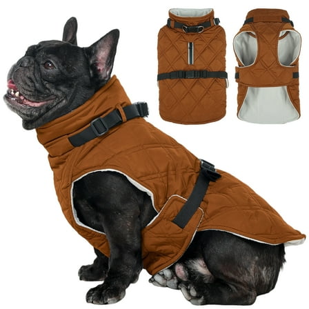 Kuoser Dog Winter Coat Warm Reflective Pet Jacket Waterproof Cold Weather Clothes for Dogs, Khaki, XS