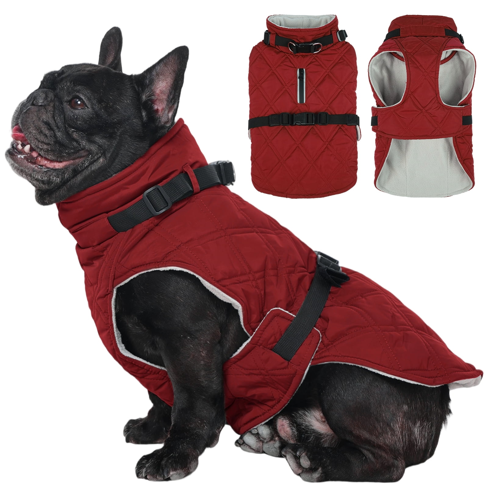 Kuoser Dog Winter Coat Warm Reflective Pet Jacket Waterproof Cold Weather Clothes for Dogs, Red, XS