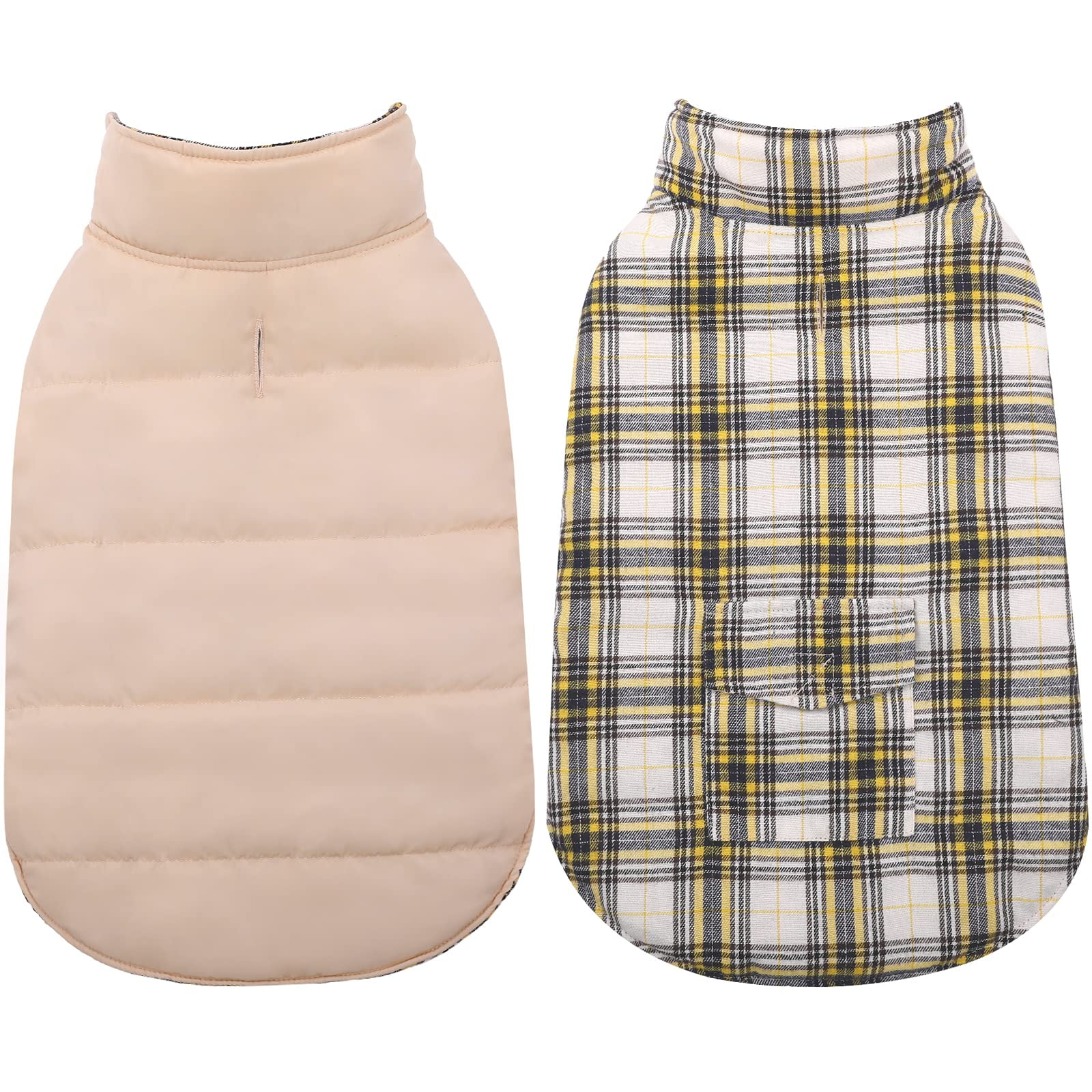 Kuoser Dog Winter Coat, Waterproof Dog Jacket British Style Plaid Pet