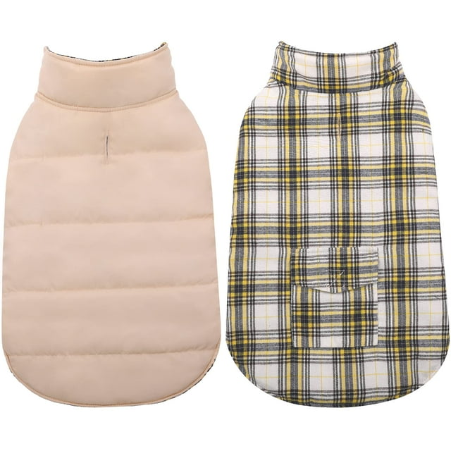 Kuoser Dog Winter Coat, Waterproof Dog Jacket British Style Plaid Pet