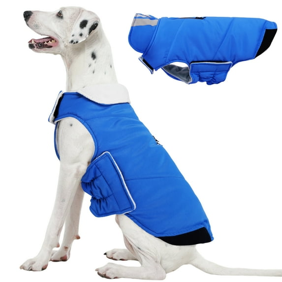 Kuoser Dog Winter Coat Waterproof and Windproof Snow Jacket, Reflective Cold Weather Dog Clothes, Blue, medium