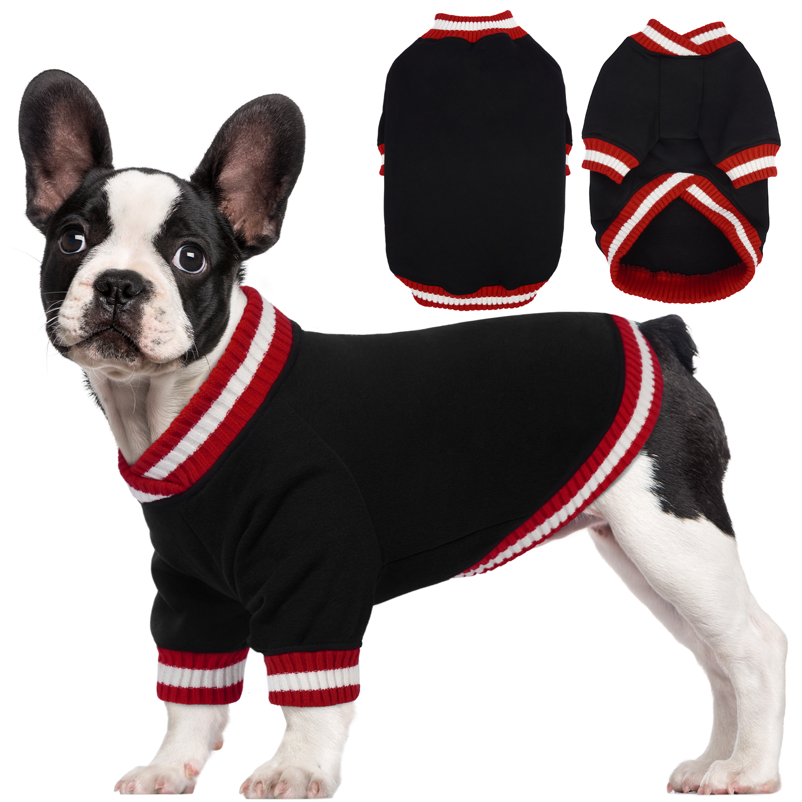 Kuoser Dog Winter Sweater, Cute Pet Pullover Vest, Soft and Thick Sweatshirt for Dogs and Cats, Black, M
