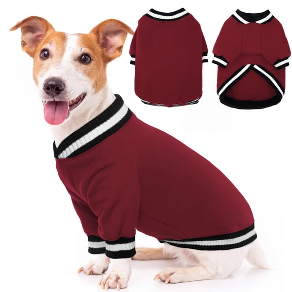 Kuoser Dog Winter Sweater, Cute Pet Pullover Vest, Soft and Thick Sweatshirt for Dogs and Cats,Wine-Red, M