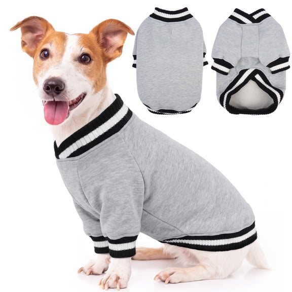 Kuoser Dog Winter Sweater, Cute Pet Pullover Vest, Soft and Thick Sweatshirt for Dogs and Cats, Gray, M
