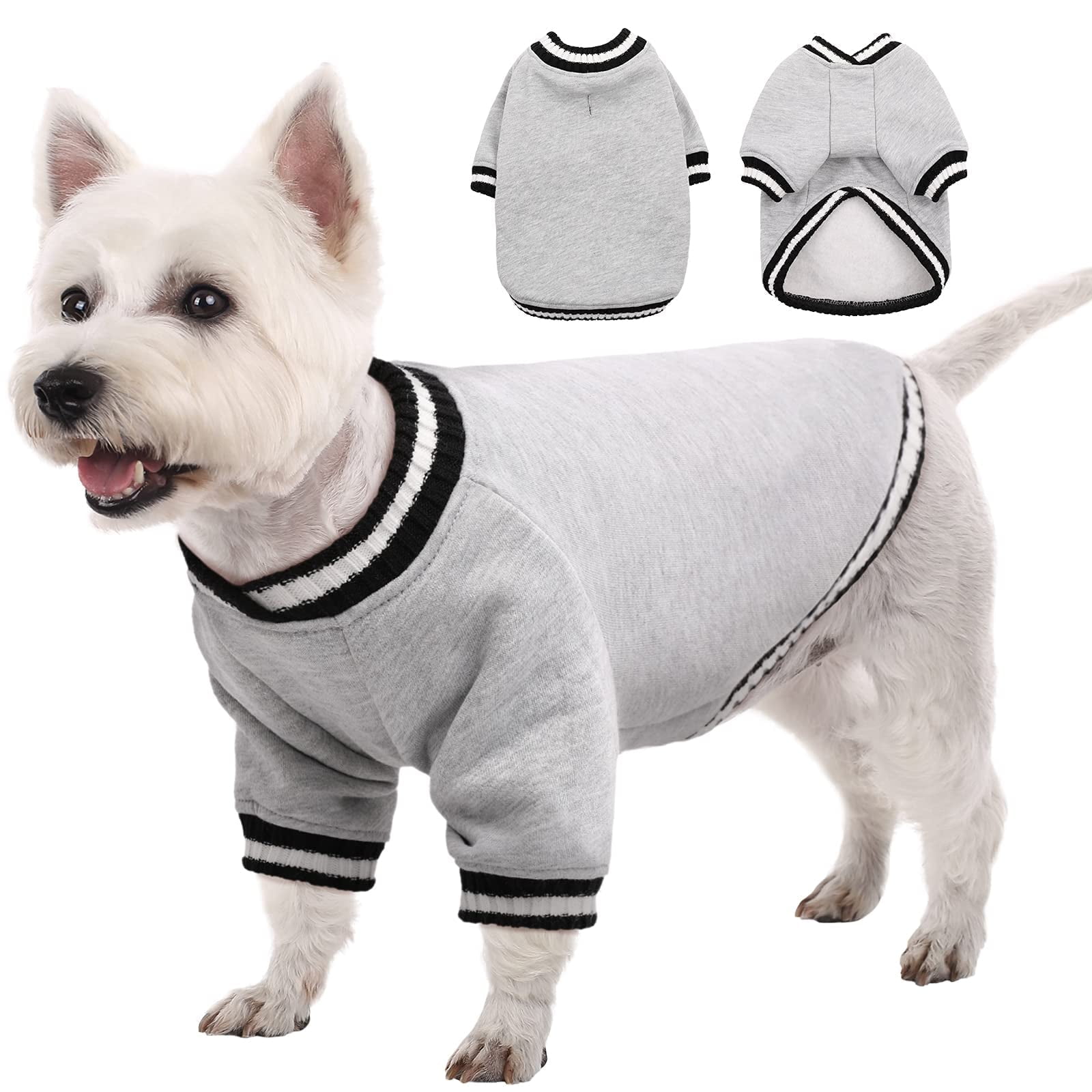 Kuoser Dog Winter Sweater, Cute Pet Pullover Vest, Soft and Thick Sweatshirt for Dogs and Cats, Gray, XS
